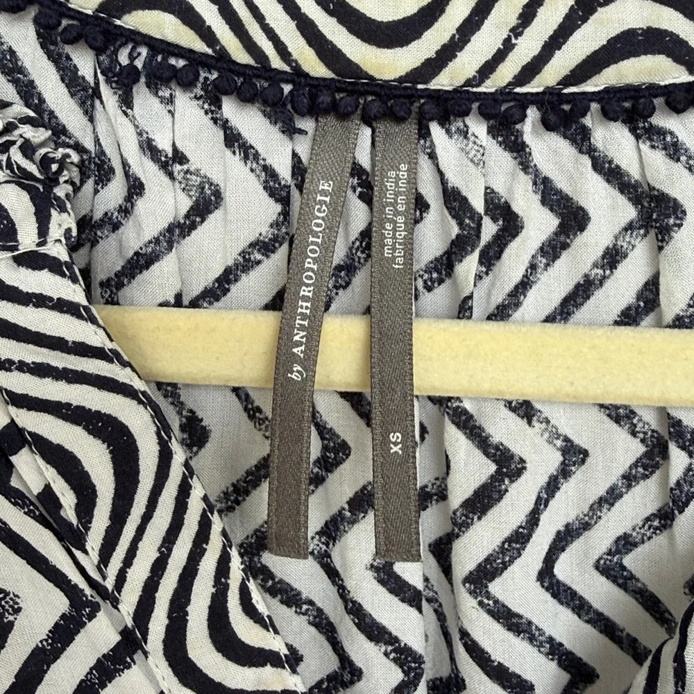 By Anthropologie Penrose Black/White Tiered Boho Mini Dress Size XS - Picture 2 of 11